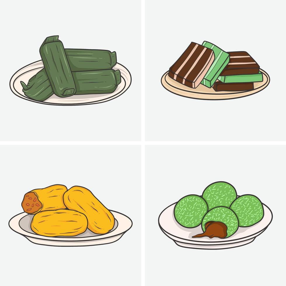 Playful and Adorable Indonesian Jajanan Pasar Characters vector