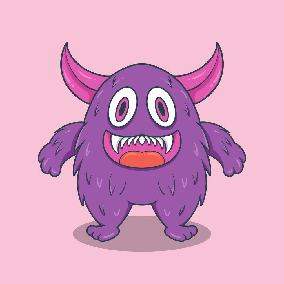 little monster with exaggerated eyes, a wide toothy grin, and an inviting expression vector