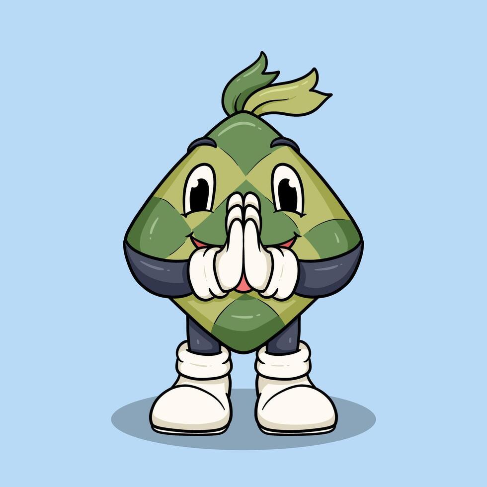 Expressive Ketupat Ramadhan Mascot Design vector