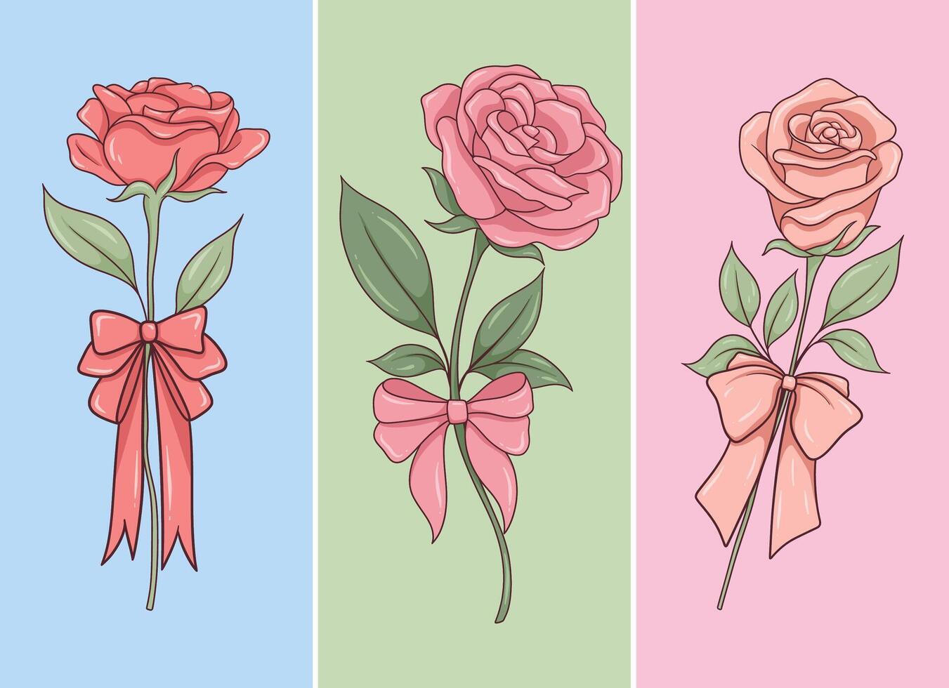 Elegant Rose Bouquet tied with ribbons vector