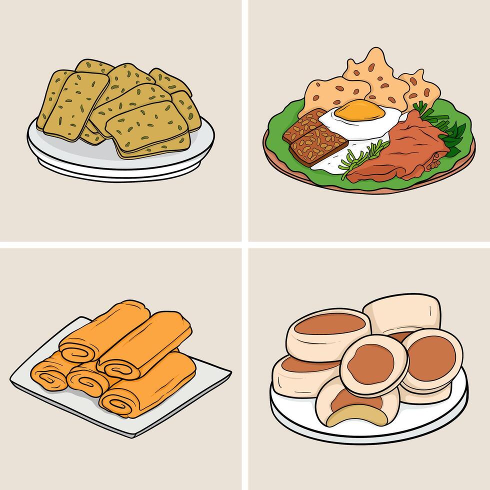 Charming Indonesian Culinary Cartoon Mascots vector