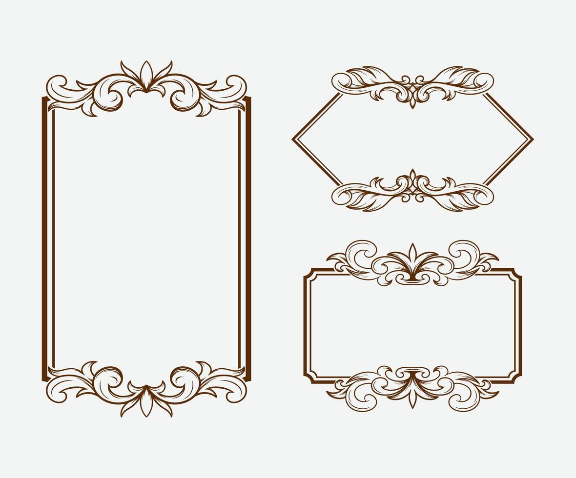 Old Engraving Style Border with Geometric Pattern vector