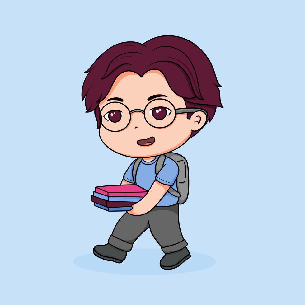 Cute Chibi Character of a School Boy vector