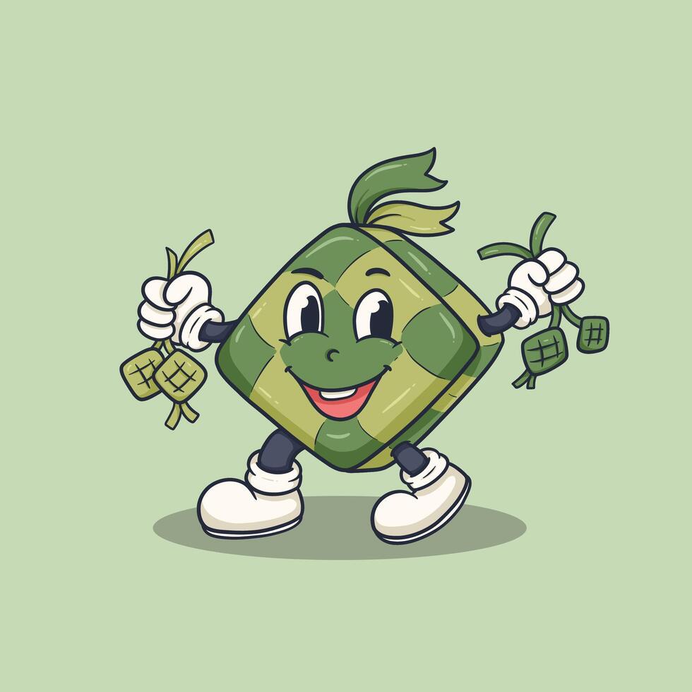 Smiling Ketupat Cartoon for Eid vector