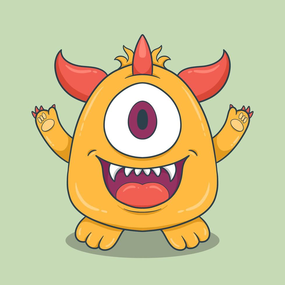 Monster Character with large eyes, sharp teeth vector