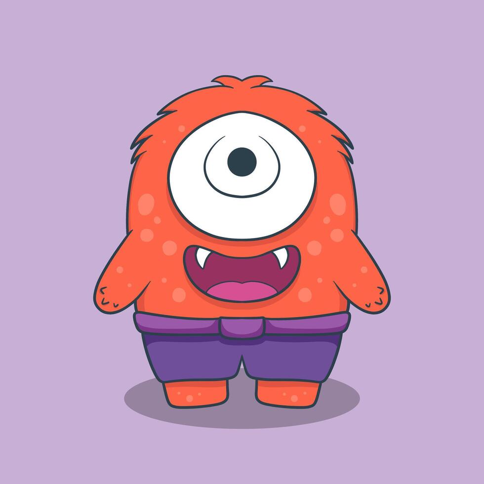 Monster Character with large eyes, sharp teeth, and a friendly smile vector