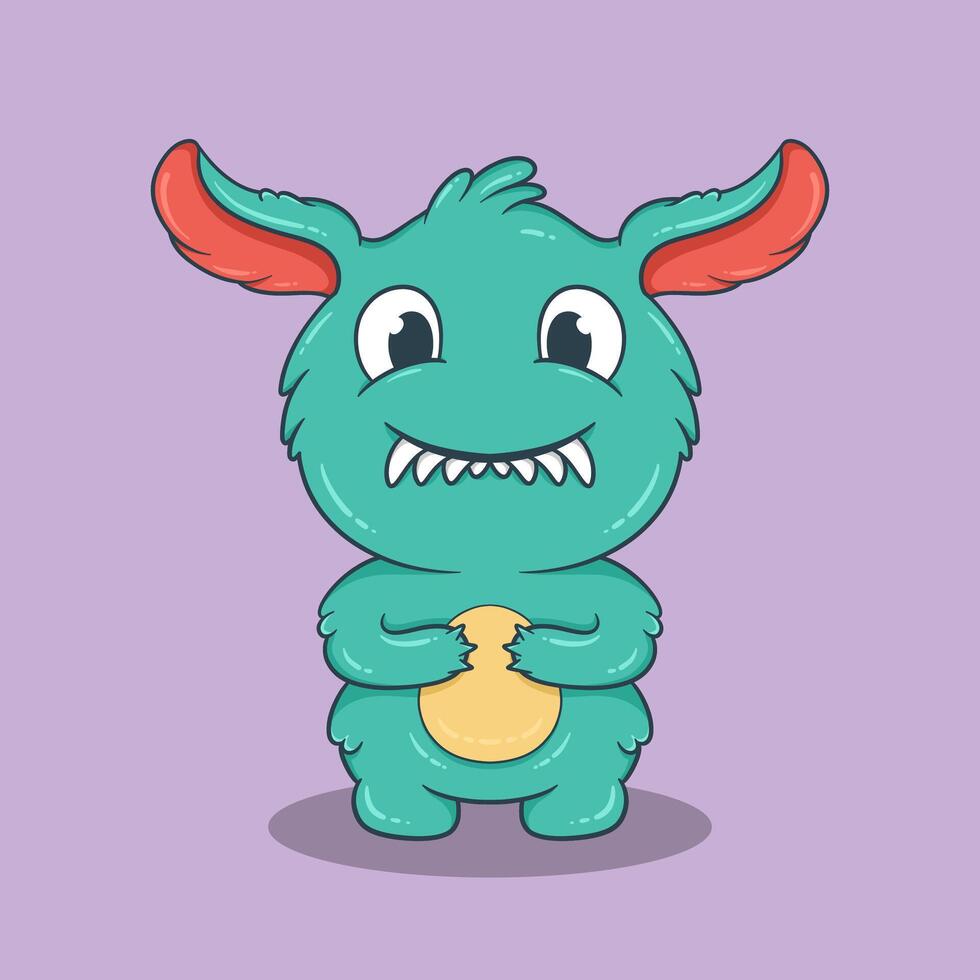 Cartoon Monster Character with large eyes vector