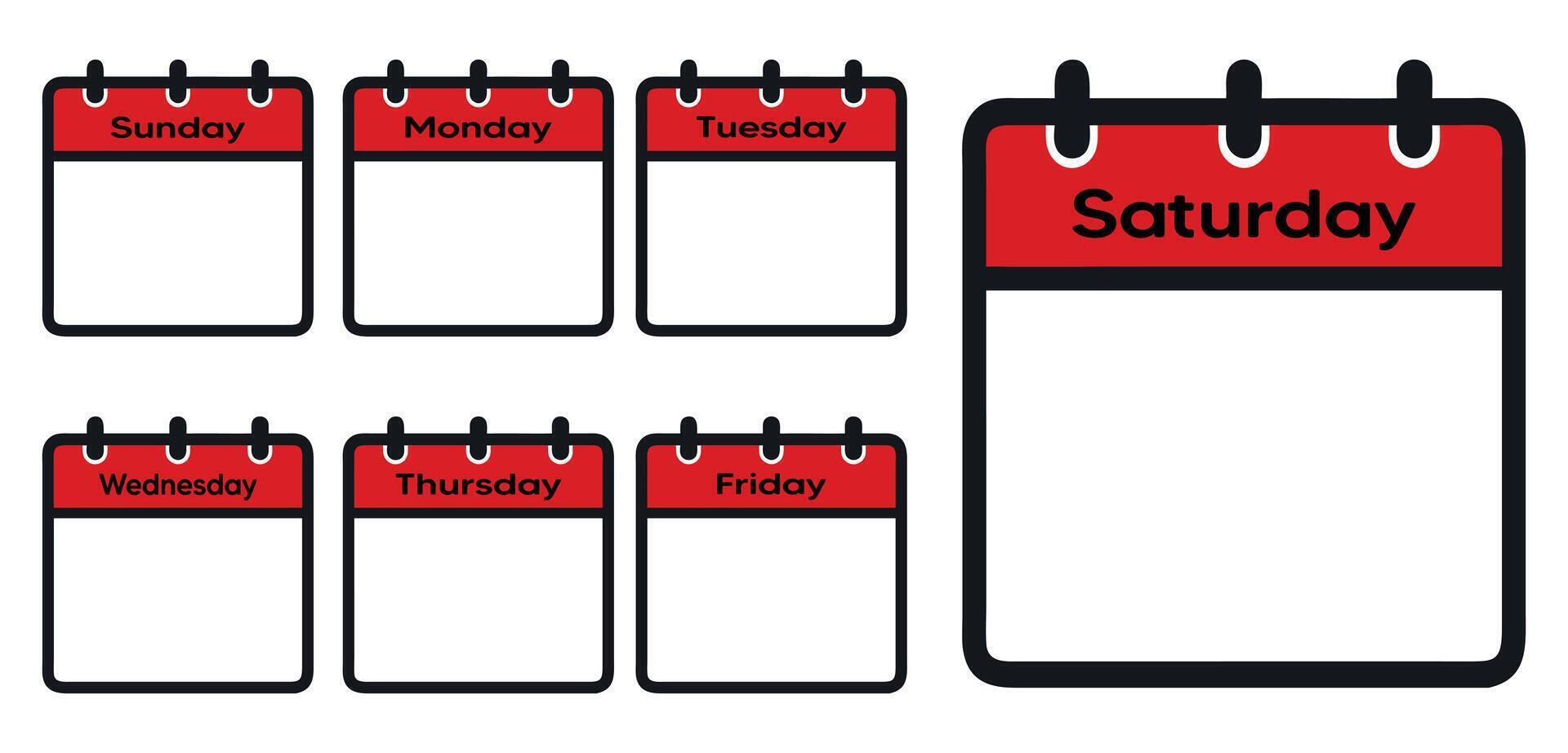 Set every day a week of a year calendar icons vector