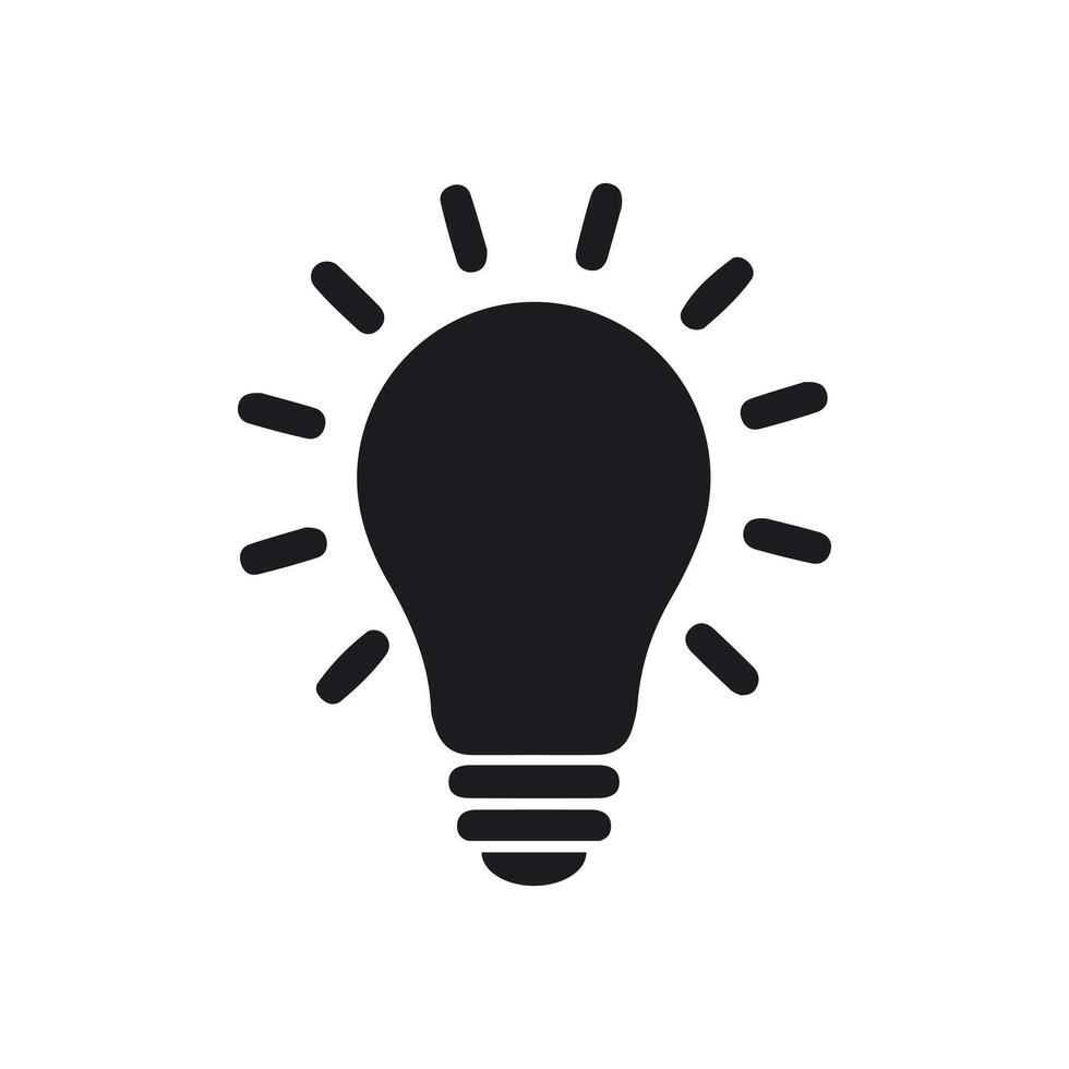 light bulb icon. Simple black icon, light bulb silhouette, illumination symbol, idea representation, creative concept, minimalist design, stark contrast, white background vector