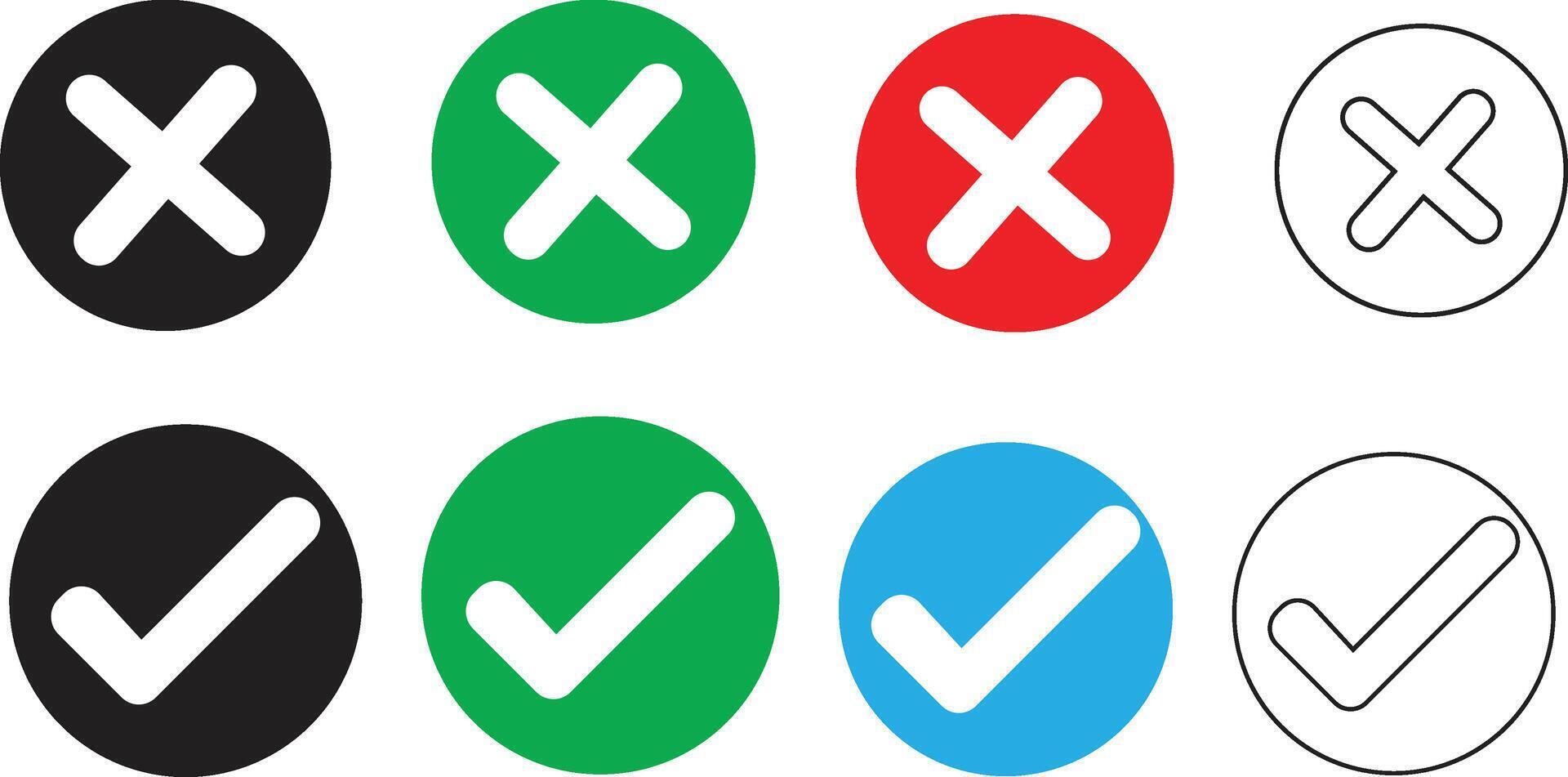 Colorful Circular Icons for Approval and Rejection vector
