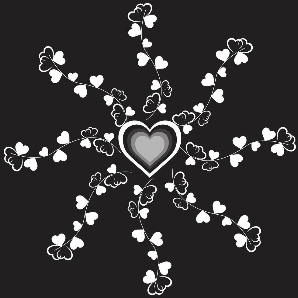 Intricate Black and White Heart Pattern vector
