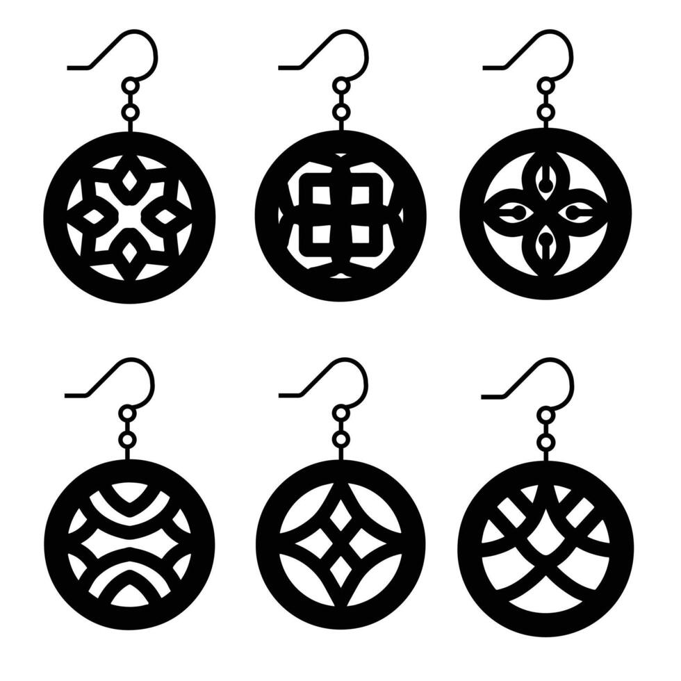 Set of earring ornament laser cut vector