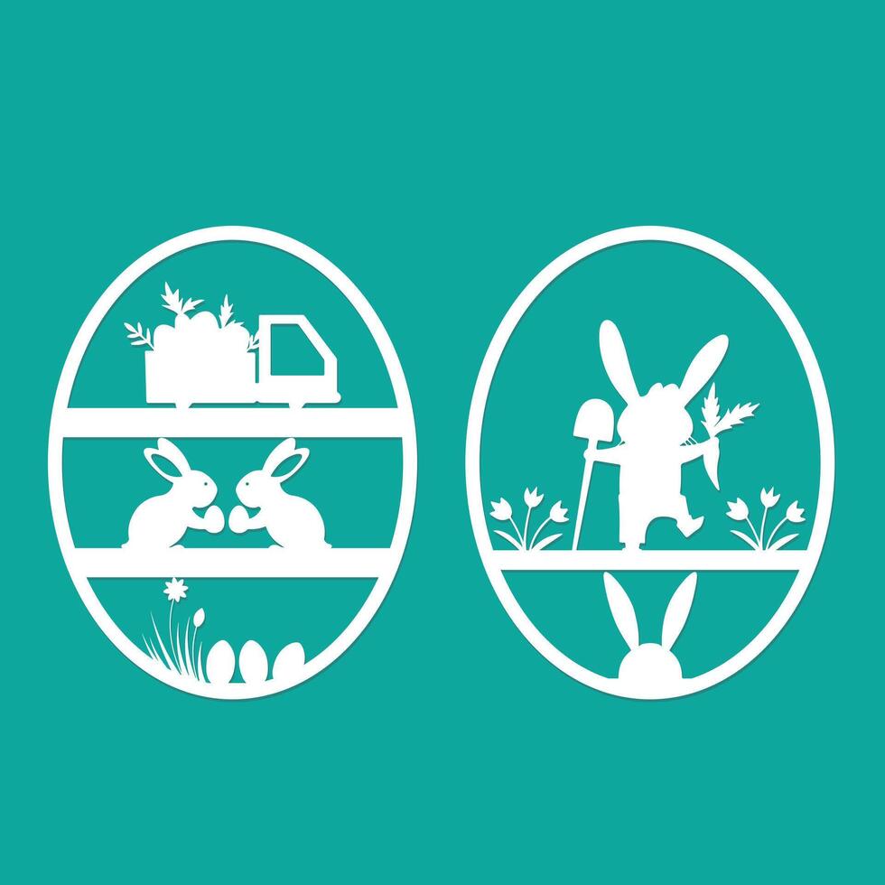 easter egg paper cut template design vector