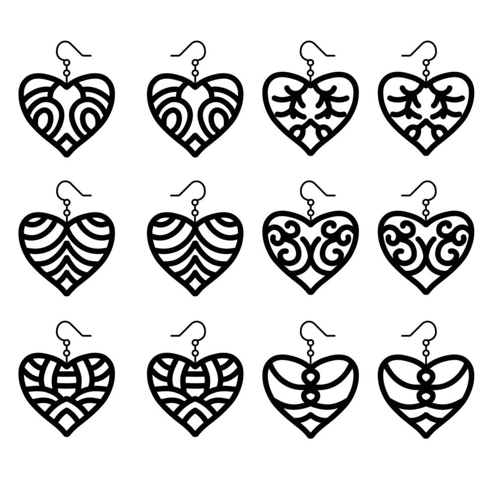 Heart style earring ornament vector