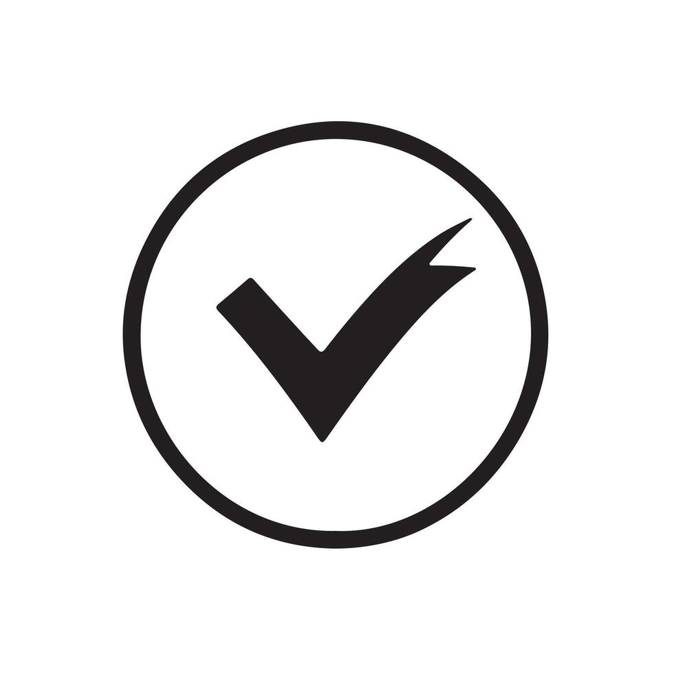 Bold Black Check Mark Inside a Circle Graphic Design Element vector