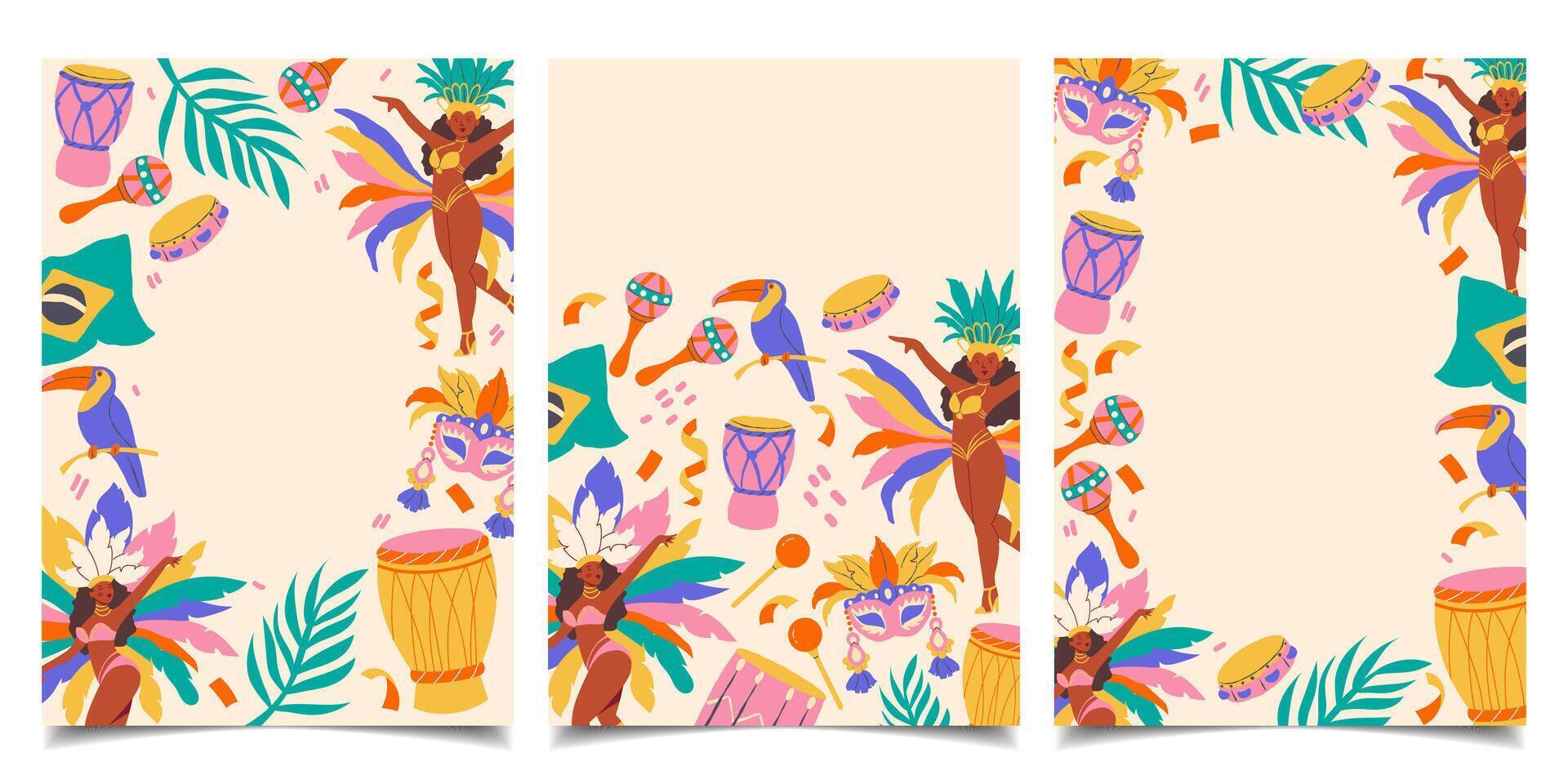 Set of invitations, templates for Brazilian carnival vector