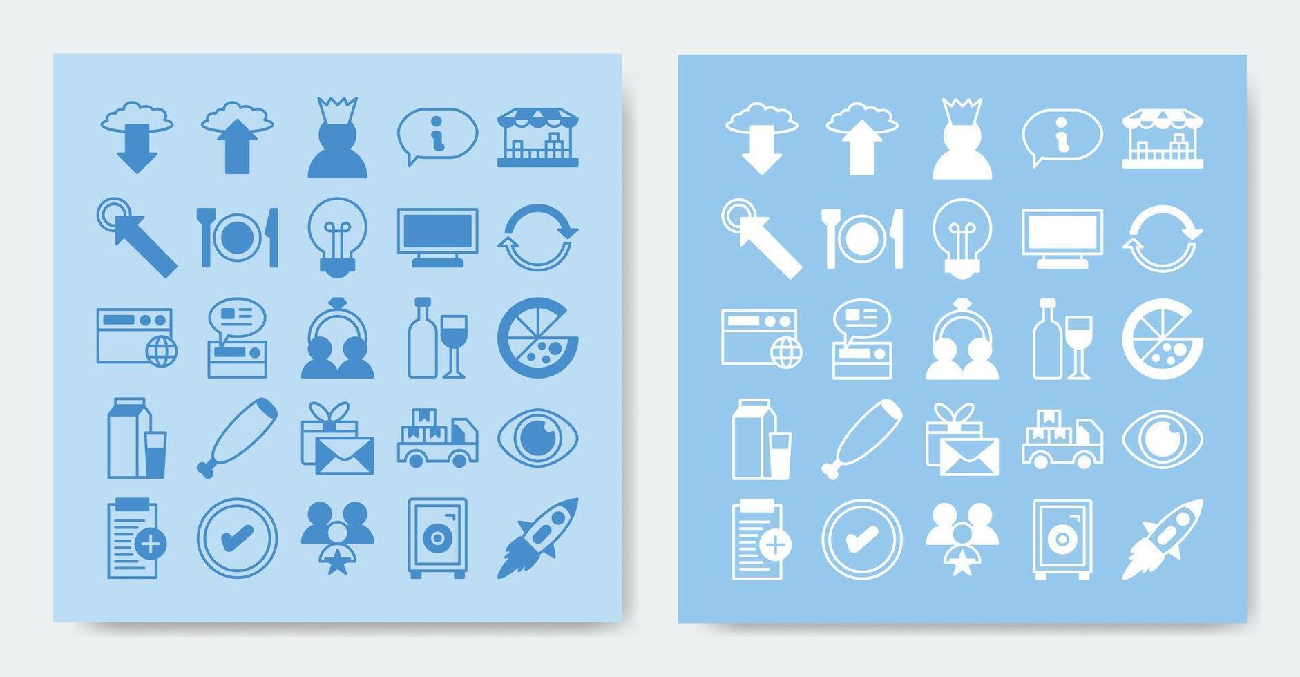 ecommerce icons set containing add, bulb, click, content, customer, done and more vector