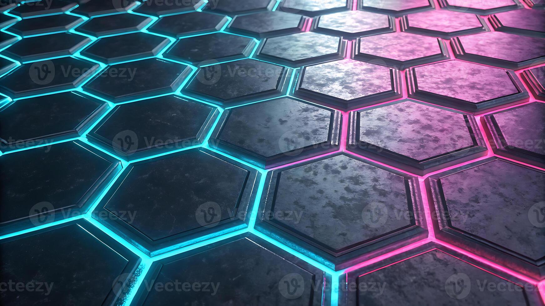 4K Abstract Hexagonal Background High Resolution Futuristic Design with Glowing Honeycomb Pattern a hexagonal pattern with neon lights photo