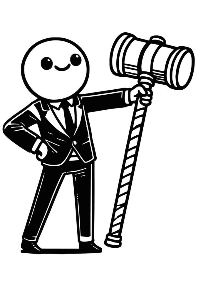 A cartoon man in a suit holding a hammer vector