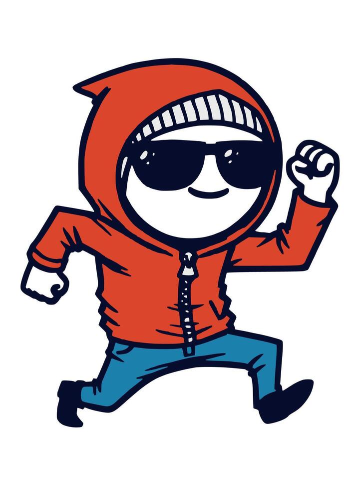 A cartoon man in a red hoodie and sunglasses vector