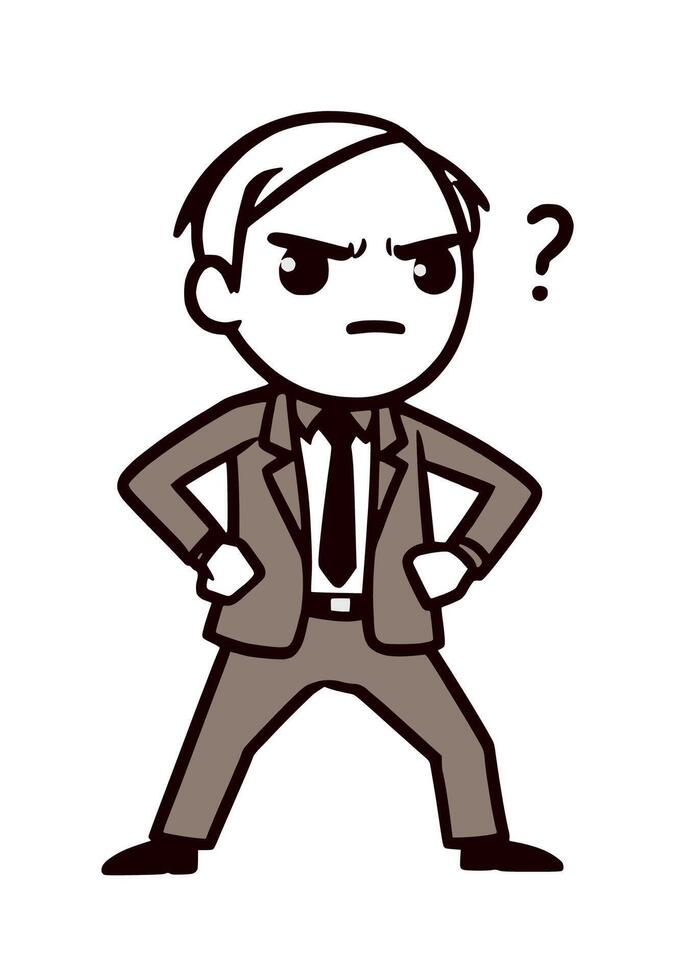 A cartoon man in a suit and tie is standing with his hands on his hips vector