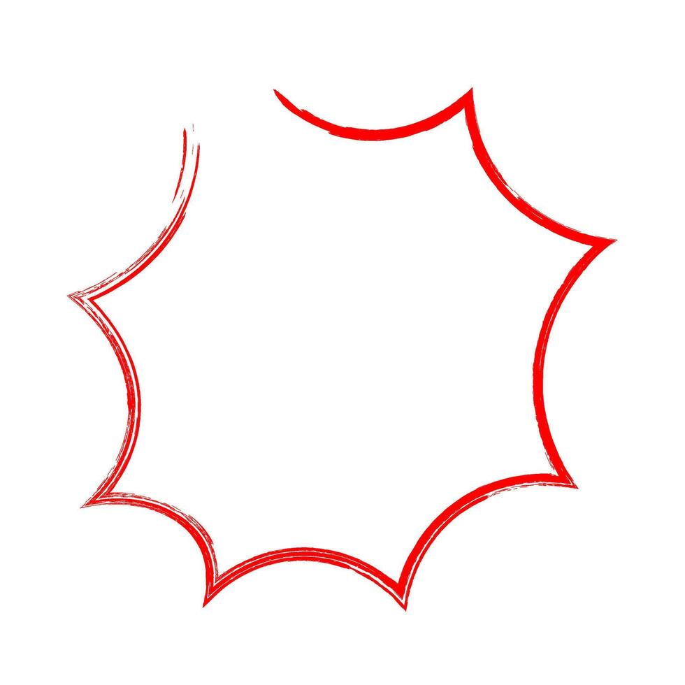 Red Grunge Explosion Shape hand drawn doodle design vector
