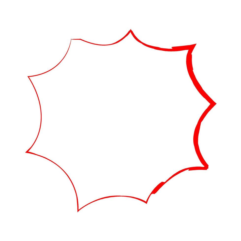 Simple Red Grunge Explosion Shape hand drawn doodle vector