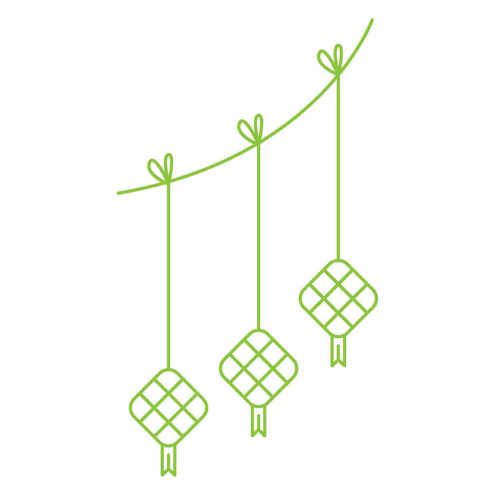 Ramadan ketupat line art element decoration vector