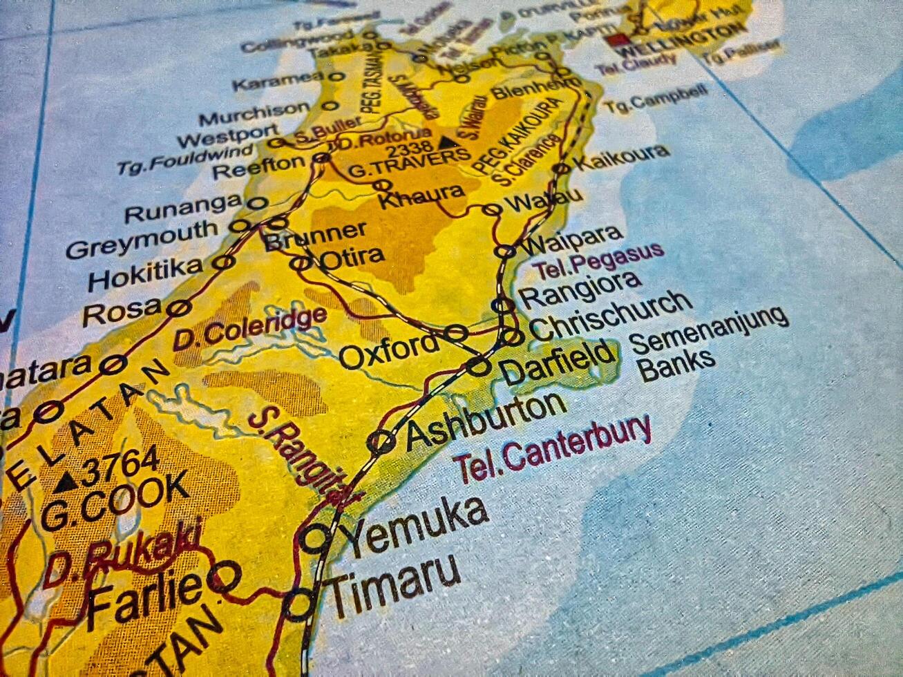 Map of New Zealand, South island of new zealand. photo