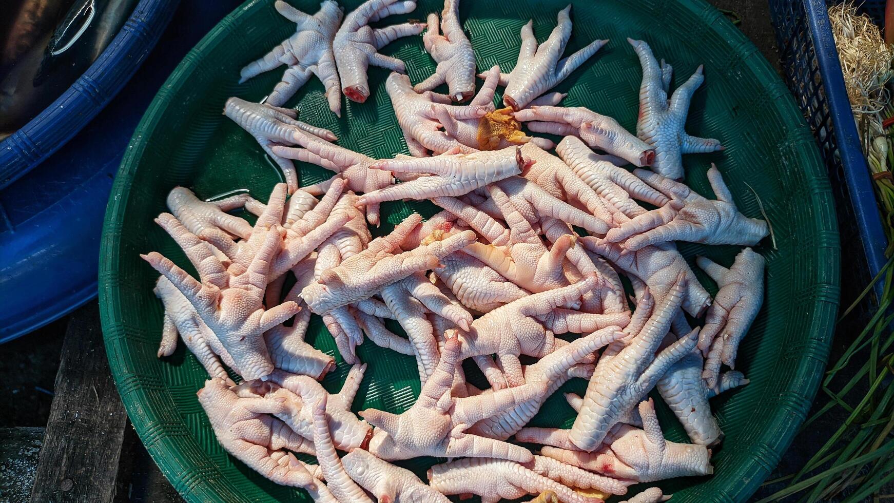 Raw chicken feet are a basic ingredient that can be used for seblak or chicken feet soup or Sop ceker photo