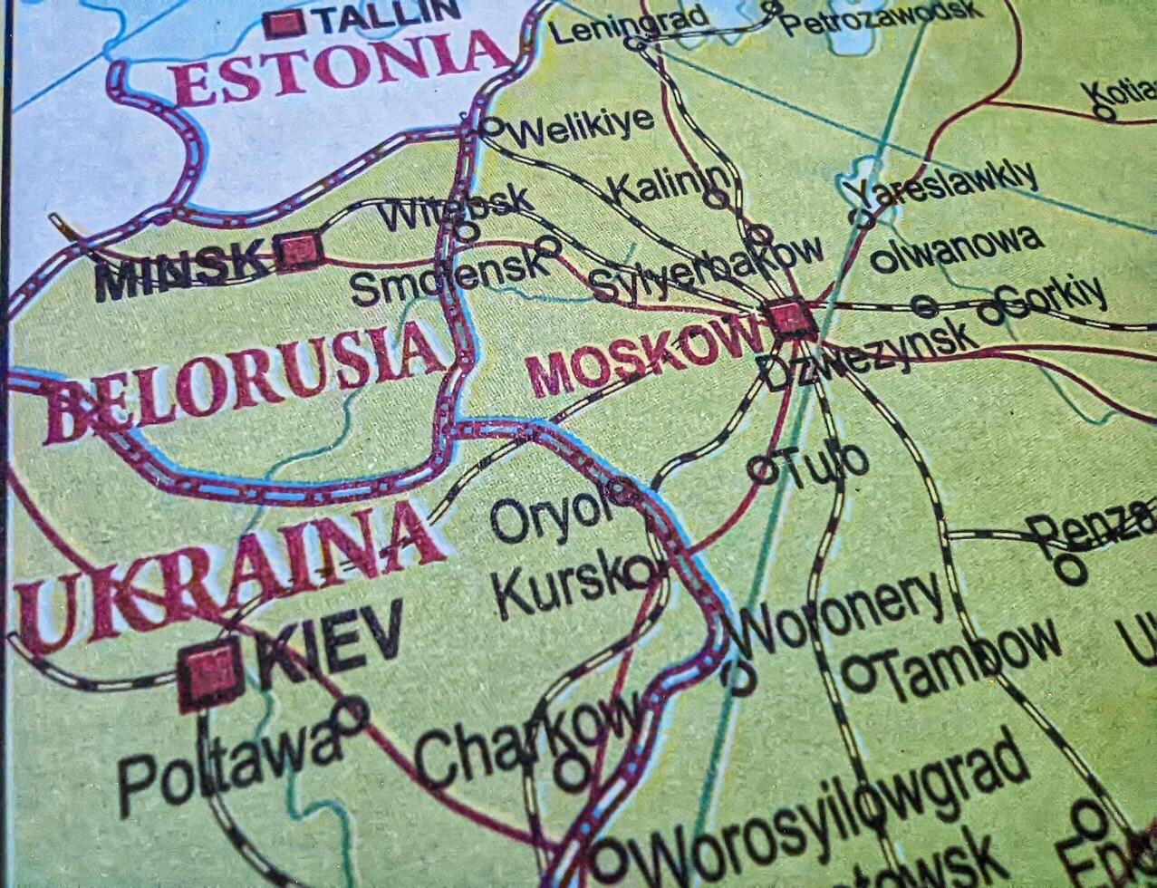 Map of moscow and kiev. photo