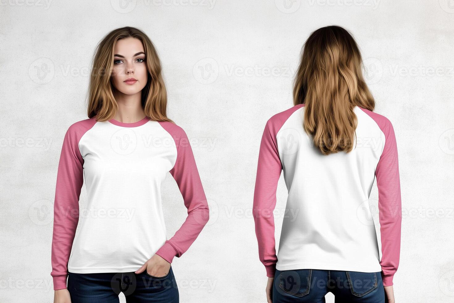 Women's Two-Tone White and Pink Long-Sleeve Tee photo