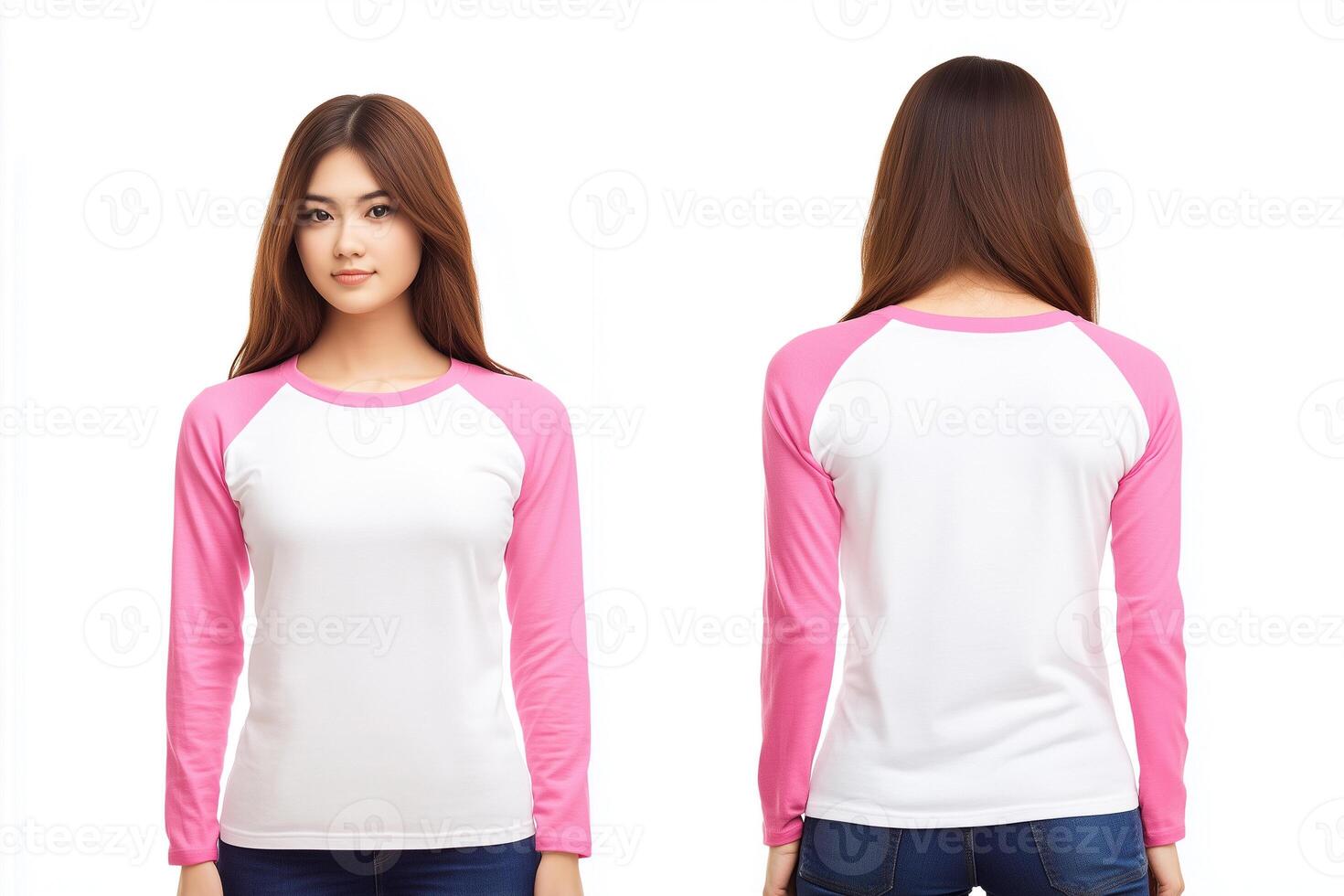 Women's Bright Pink Raglan Tee with White Base photo