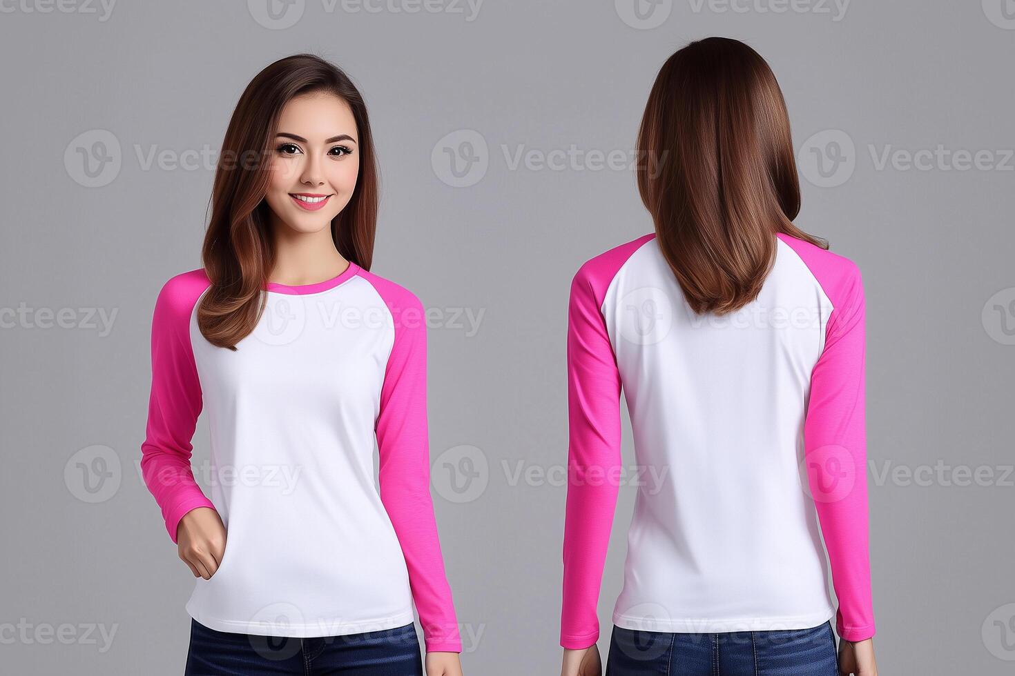 Casual White and Pink Long-Sleeve Top for Women photo