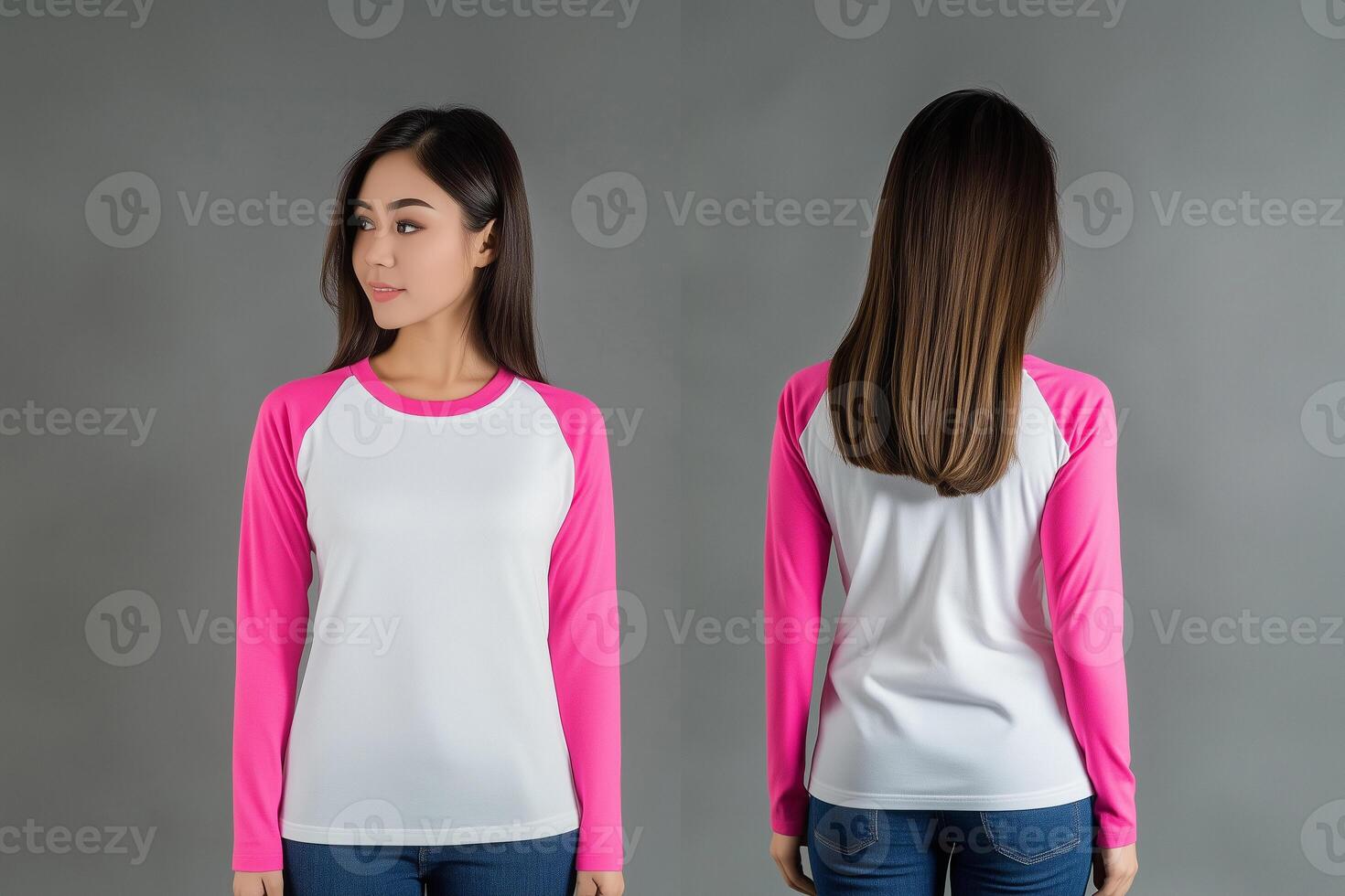 Elegant Women's Long-Sleeve White Shirt with Pink Accents photo