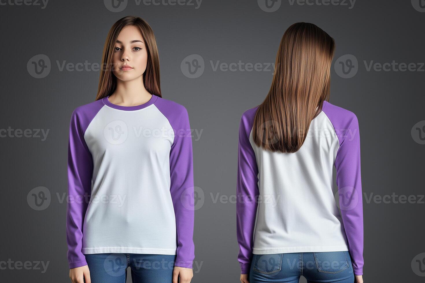Minimalist Style, Woman in a White and Purple Long-Sleeve Shirt photo