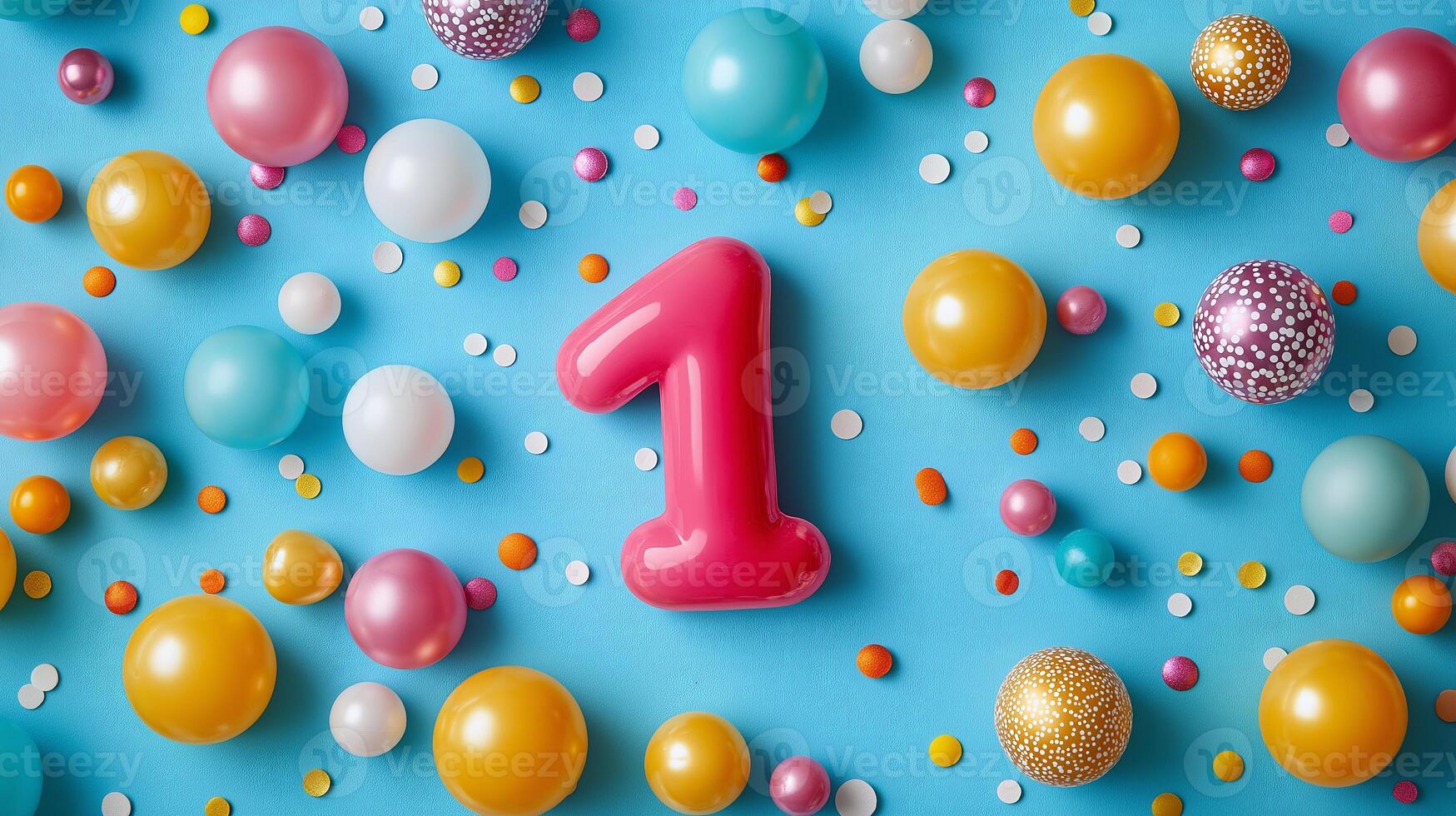 A playful April Fool's Day concept featuring a bold number one among colorful decorations photo