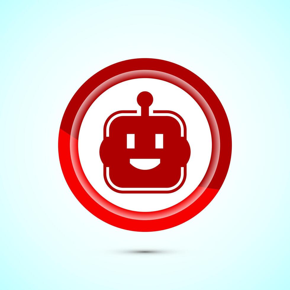 ai asistente icono diseño ilustración. digital o virtual asistente firmar, robot icono, rojo color botón diseño vector