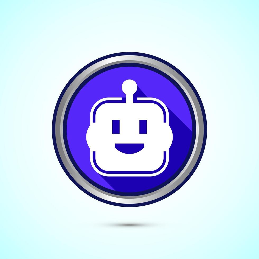 AI assistant icon design illustration. Digital or virtual assistant sign, Robot icon, Blue shadow button design vector