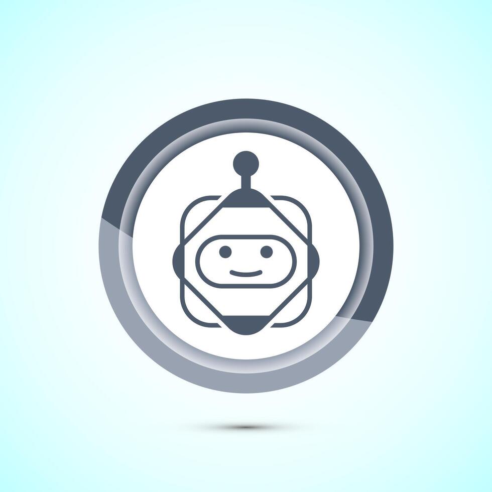 AI assistant icon design illustration. Digital or virtual assistant sign, Robot icon, Gray color button design vector