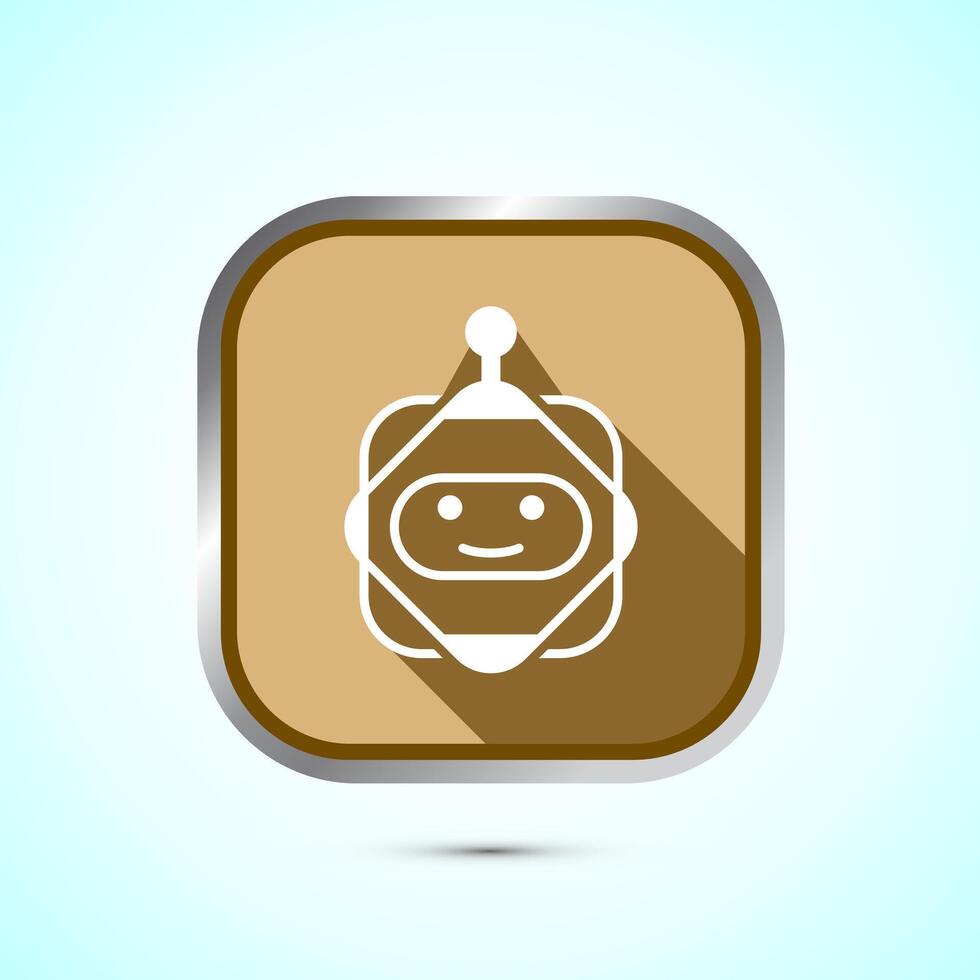 AI assistant icon design illustration. Digital or virtual assistant sign, Robot icon, Gold shadow button design vector