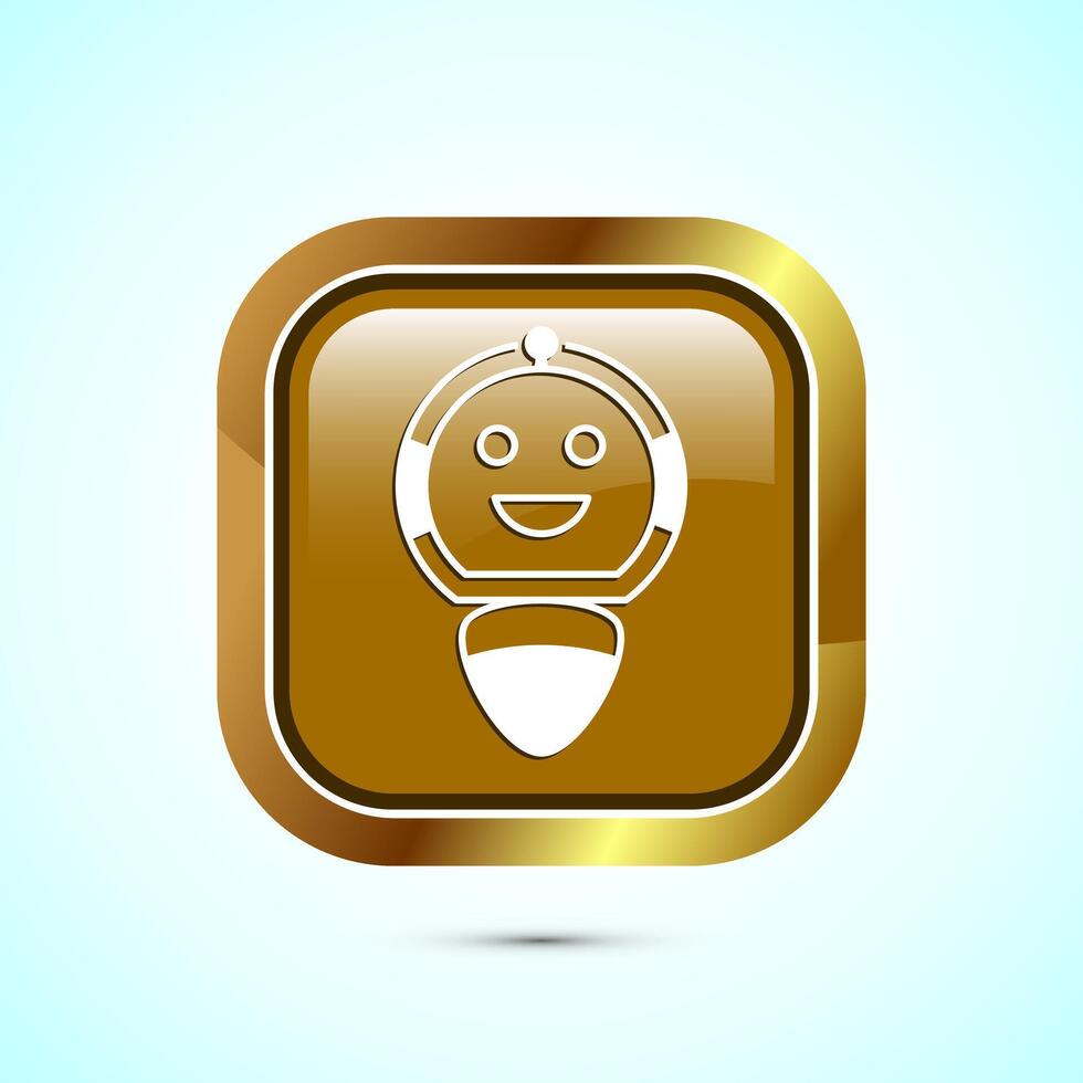 AI assistant icon design illustration. Digital or virtual assistant sign, Robot icon, Gold color square button design vector