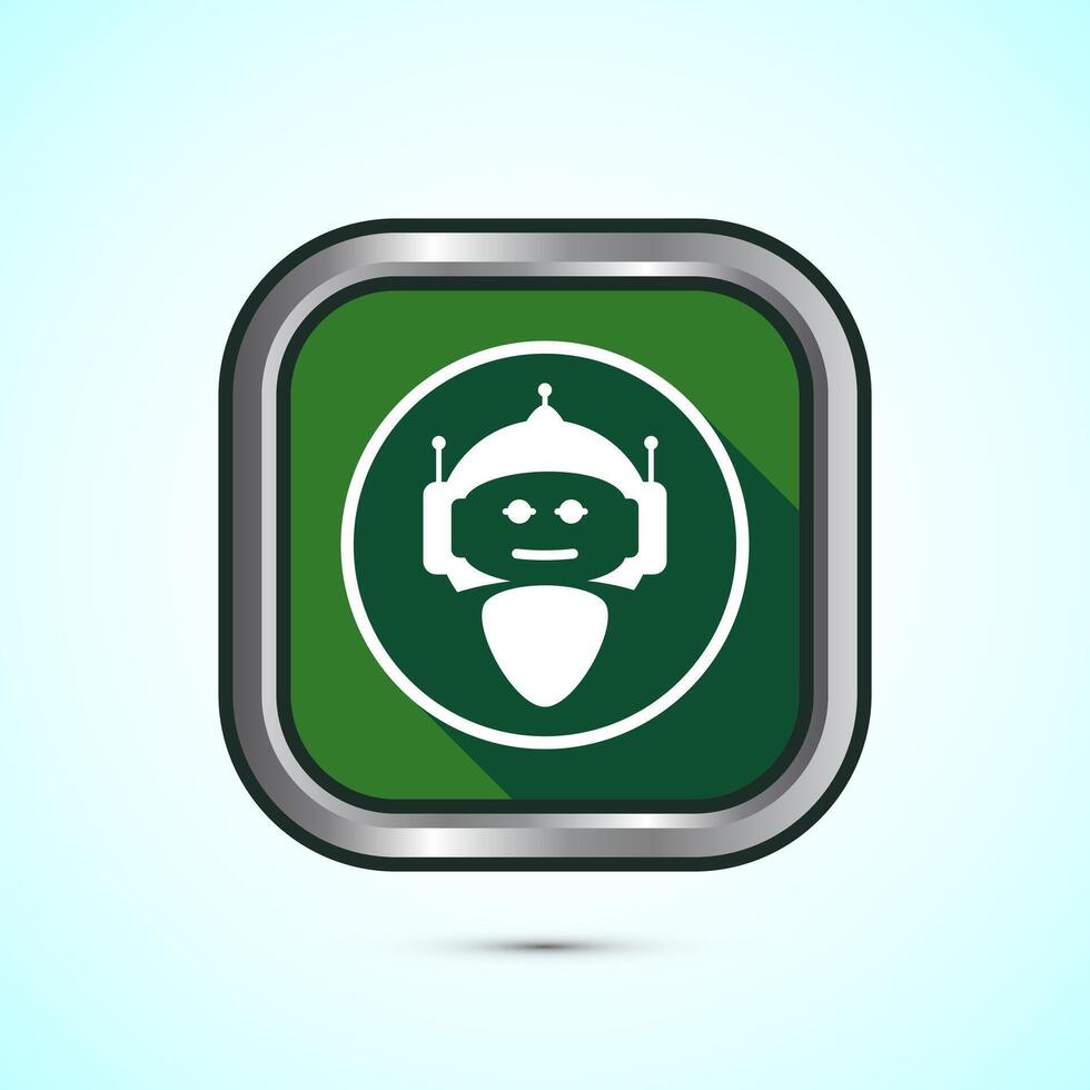 AI assistant icon design illustration. Digital or virtual assistant sign, Robot icon, Green shadow button design vector