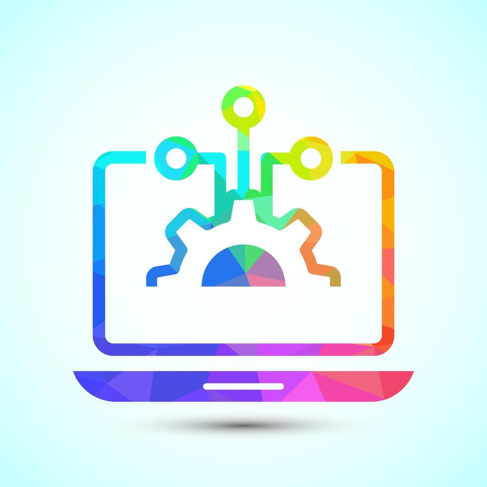 Information technology icon design. Digital tech icon, low poly style vector