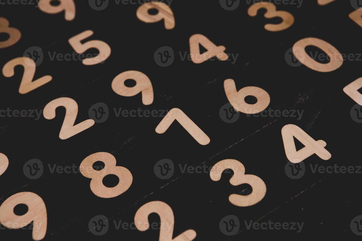 Wooden numbers background with filter effect retro vintage style and soft focus photo