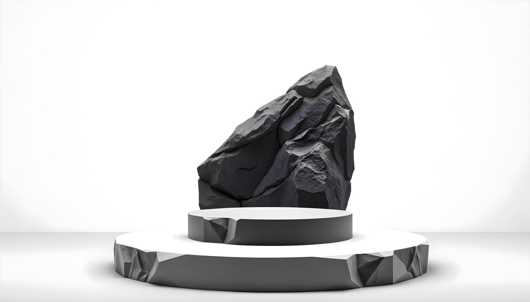 Empty Black stone podium for product display photo