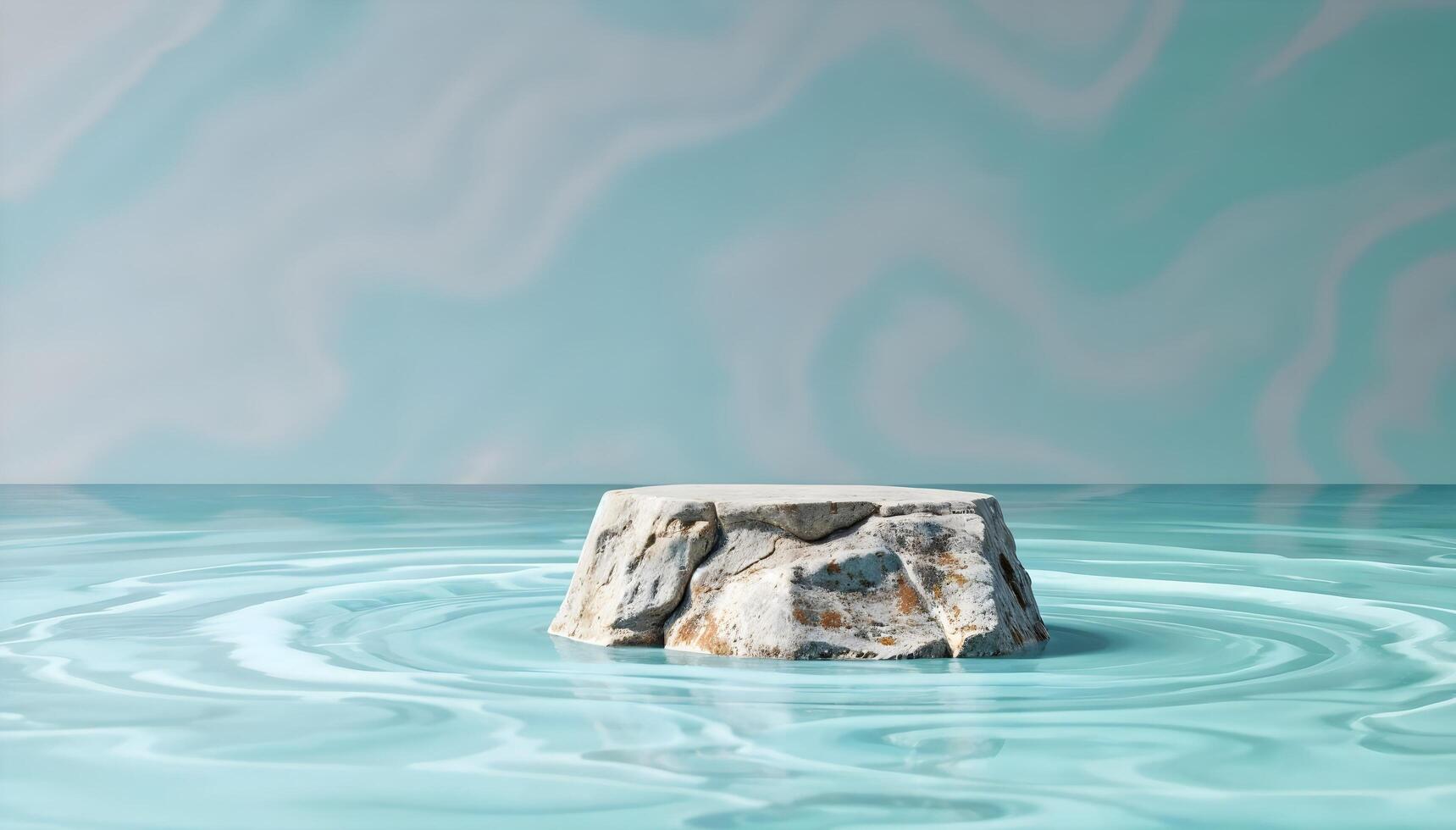 Rounded Stone Podium in Water against a Abstract Background photo