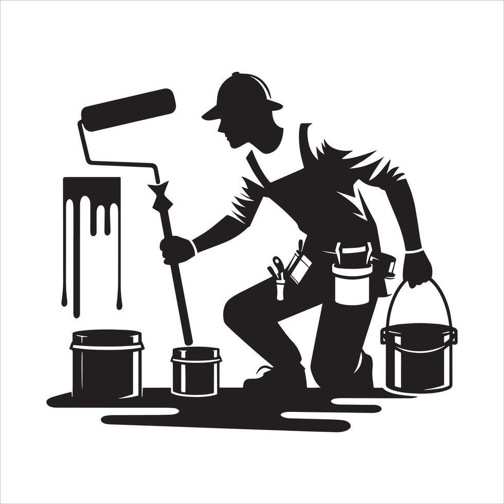 Handyman Hustle Painting Perfection in Progress vector
