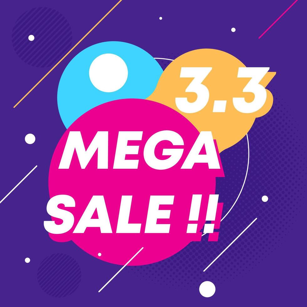 3.3 Mega Sale Banner Background Illustration Template vector
