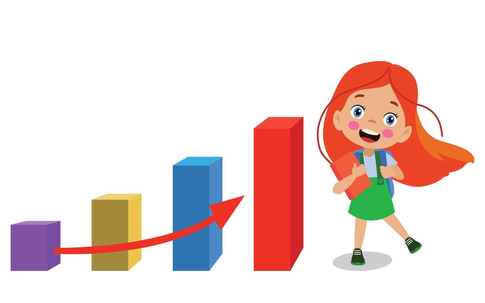 Cartoon Kid Showing Bar Graph Pro vector
